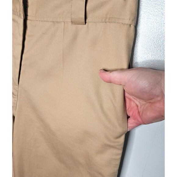 SAINT ART Nessa Mid Rise Straight Leg Trouser Pants Medium Khaki Raw Hem Modern - Picture 6 of 16